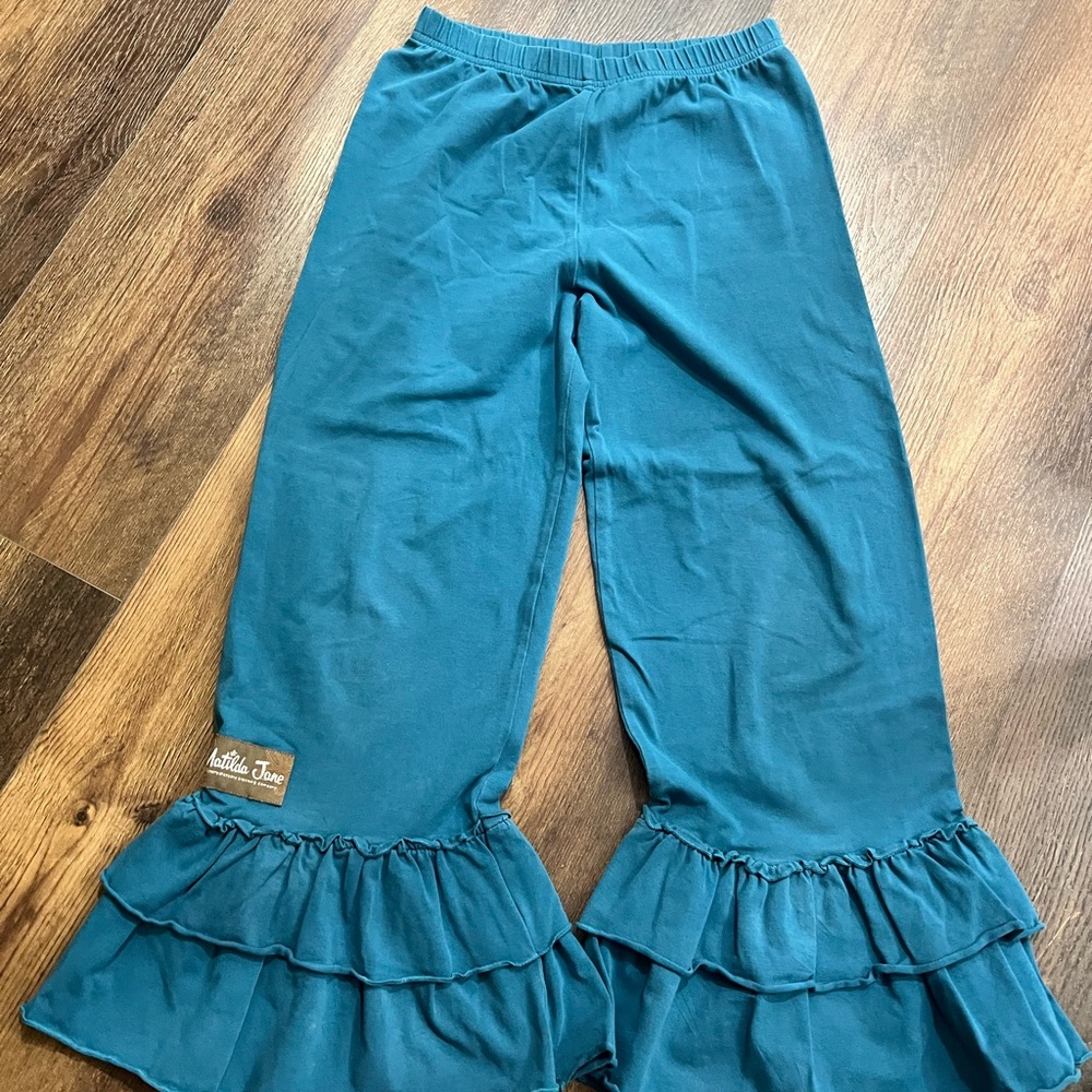 Matilda Jane Teal big Ruffle Pants Sz 10